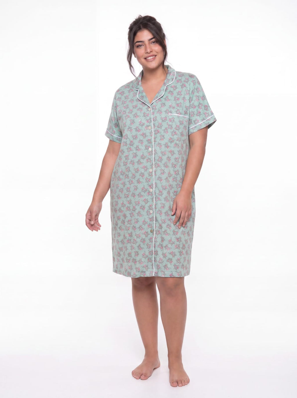 Floral cotton Nightshirt - Mint green
