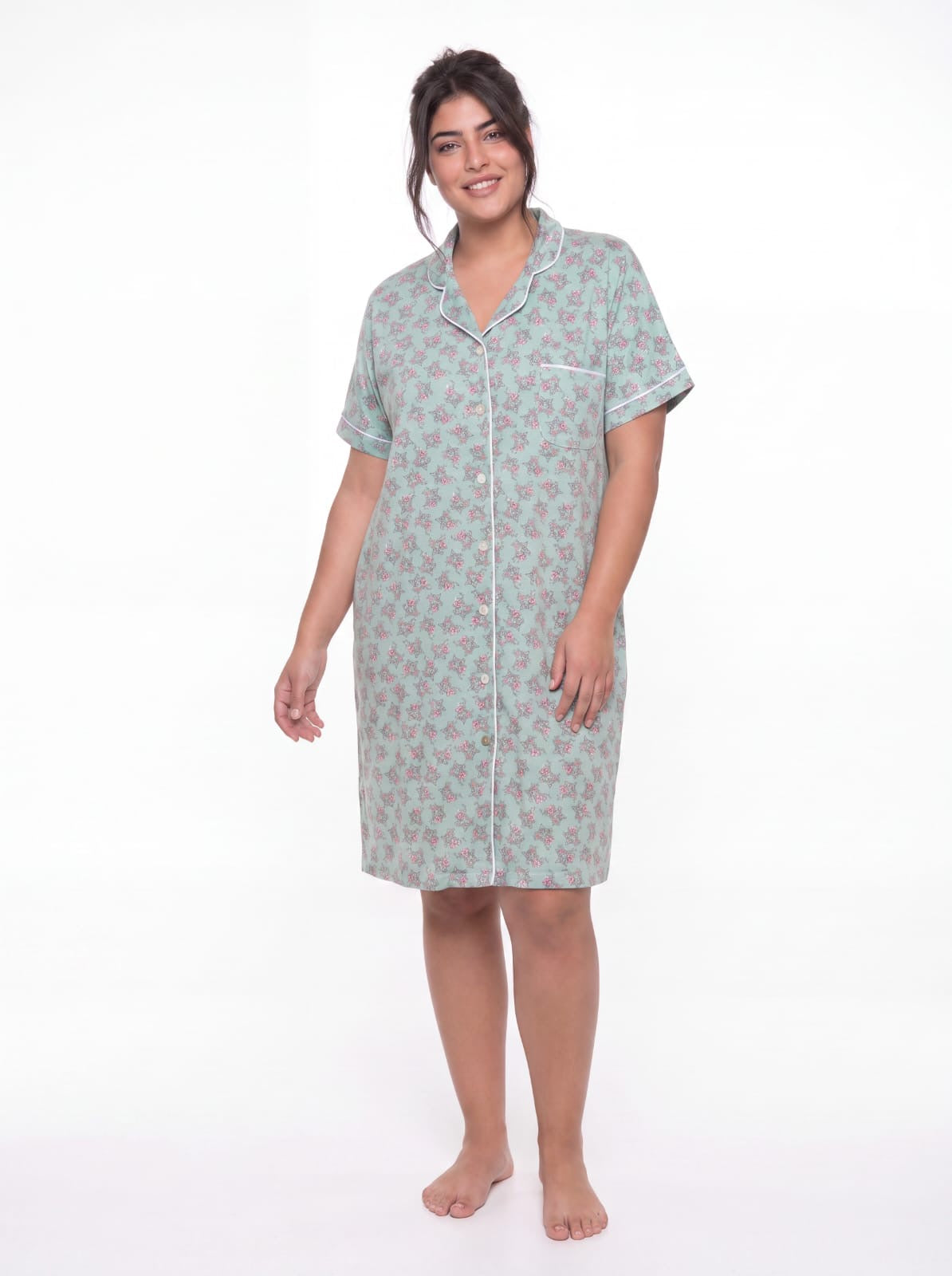 Floral cotton Nightshirt - Mint green