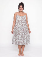 Cotton Strap Nightgown - Mint Green/ Brown
