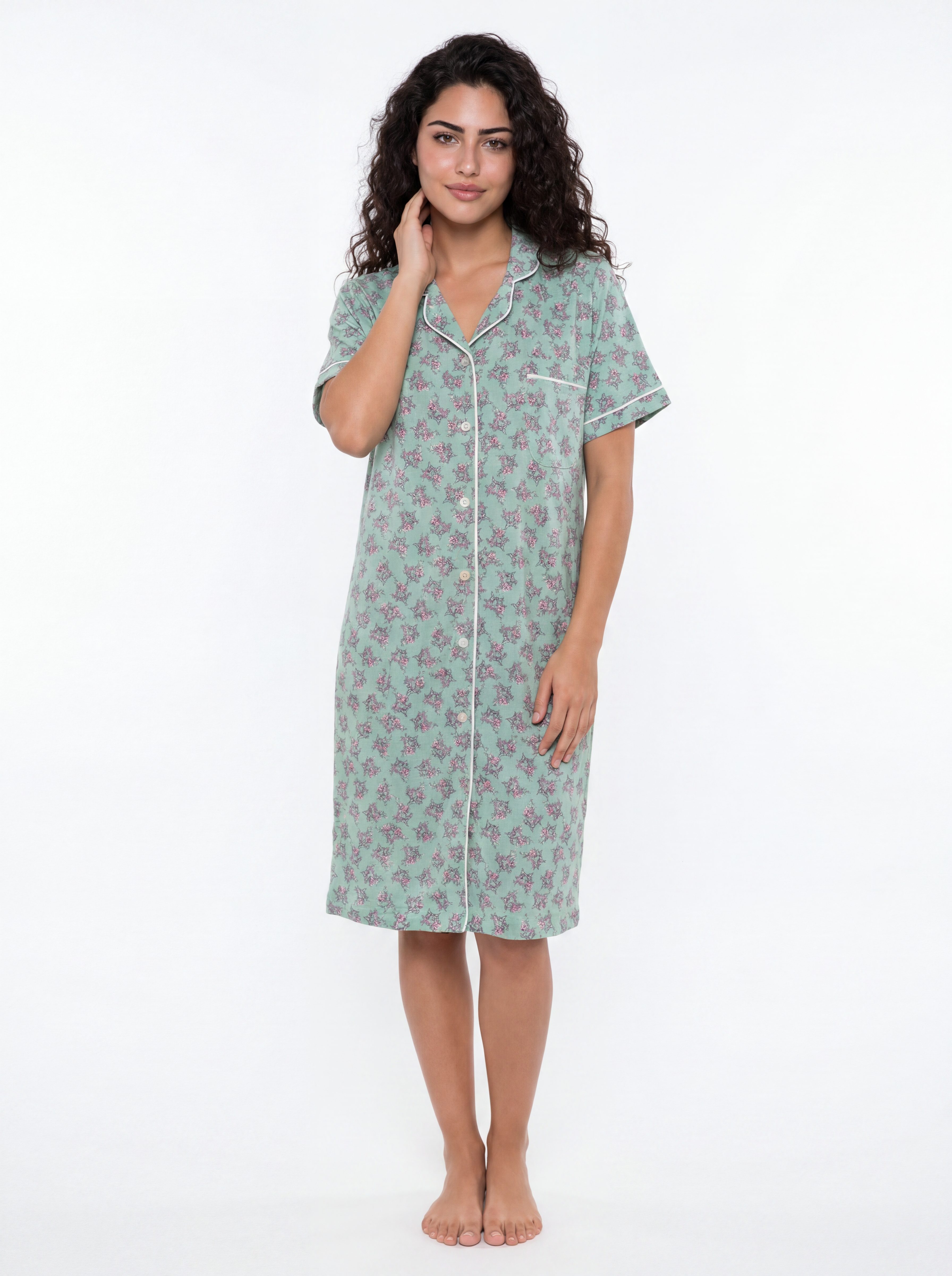 Floral cotton Nightshirt - Mint green Main image