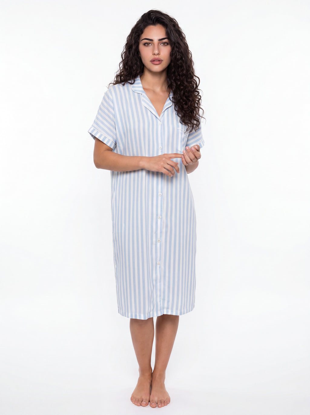 Striped Nightshirt - Baby Blue
