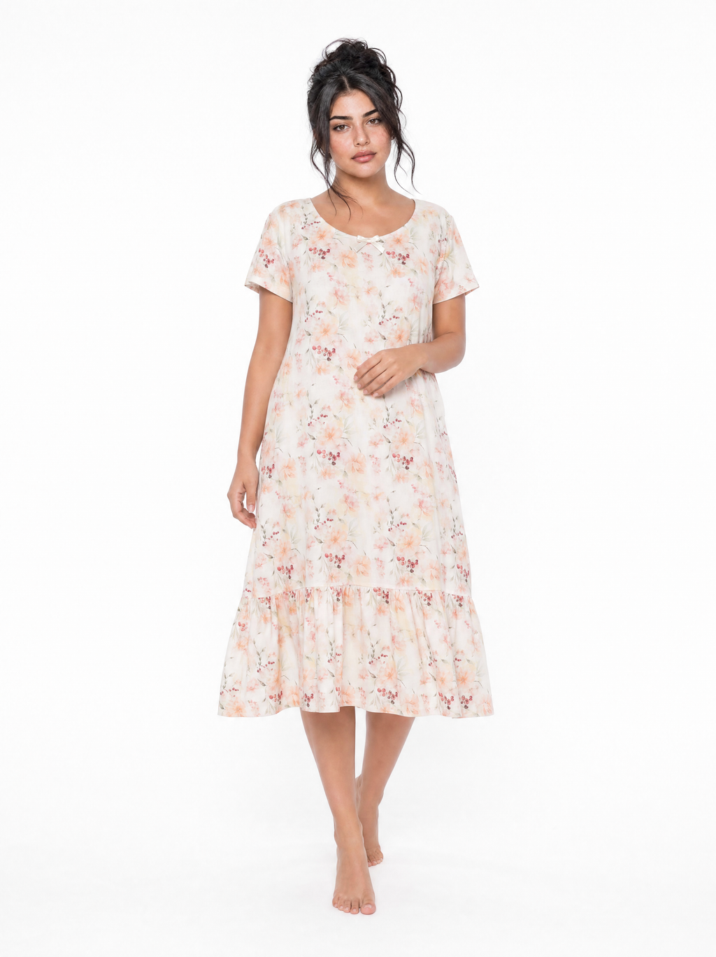 Floral cotton Nightgown - Simon/off-white