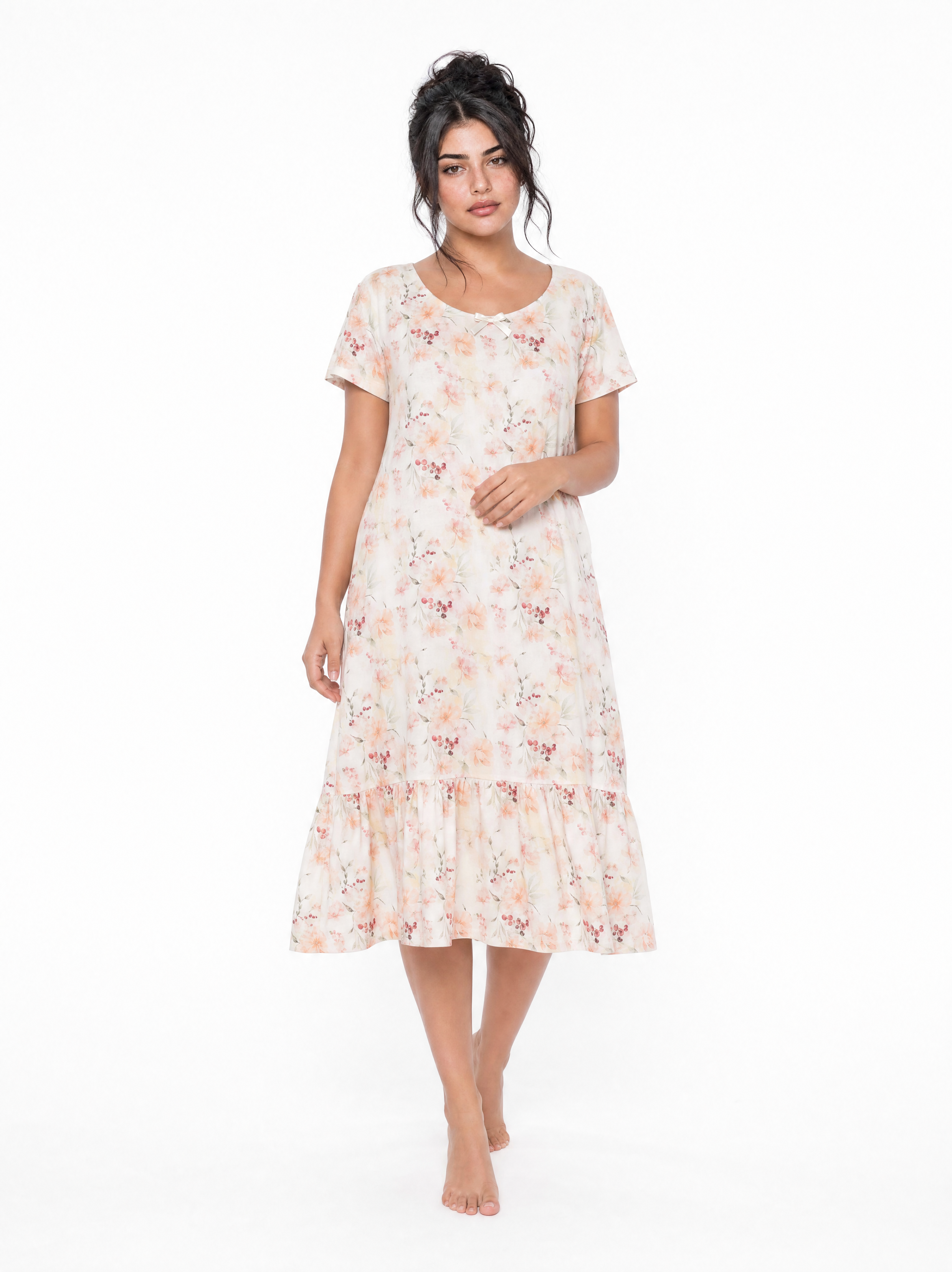 Floral cotton Nightgown - Simon/off-white