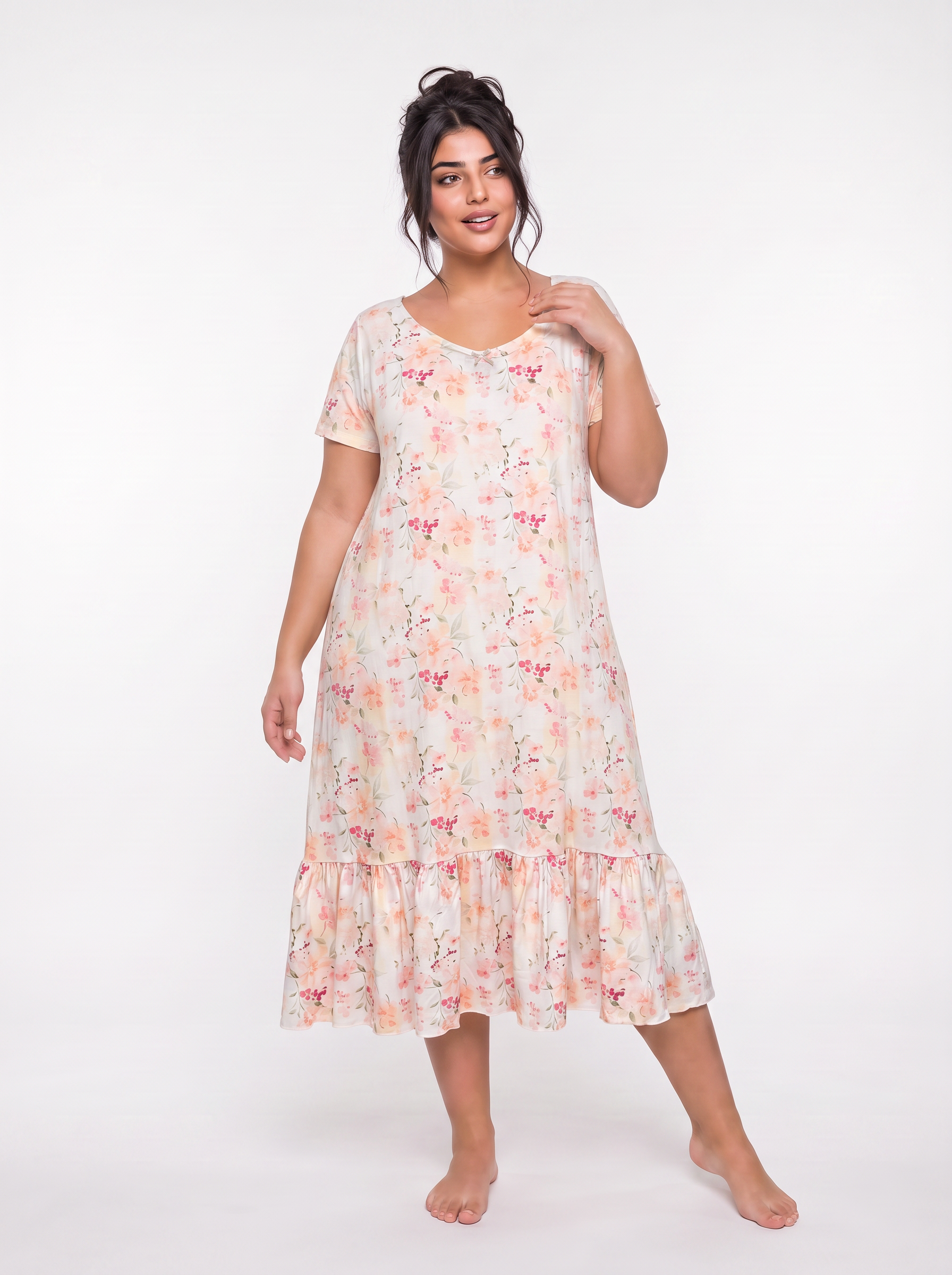 Floral cotton Nightgown - Simon/off-white Secondary image