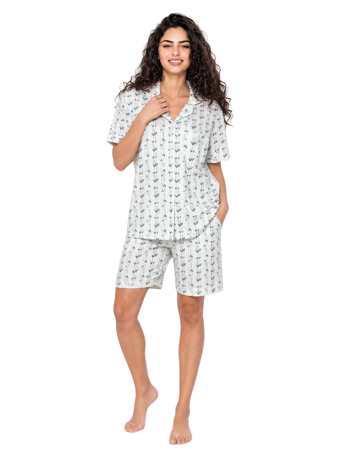 Cotton Pajama short - Olive Main image