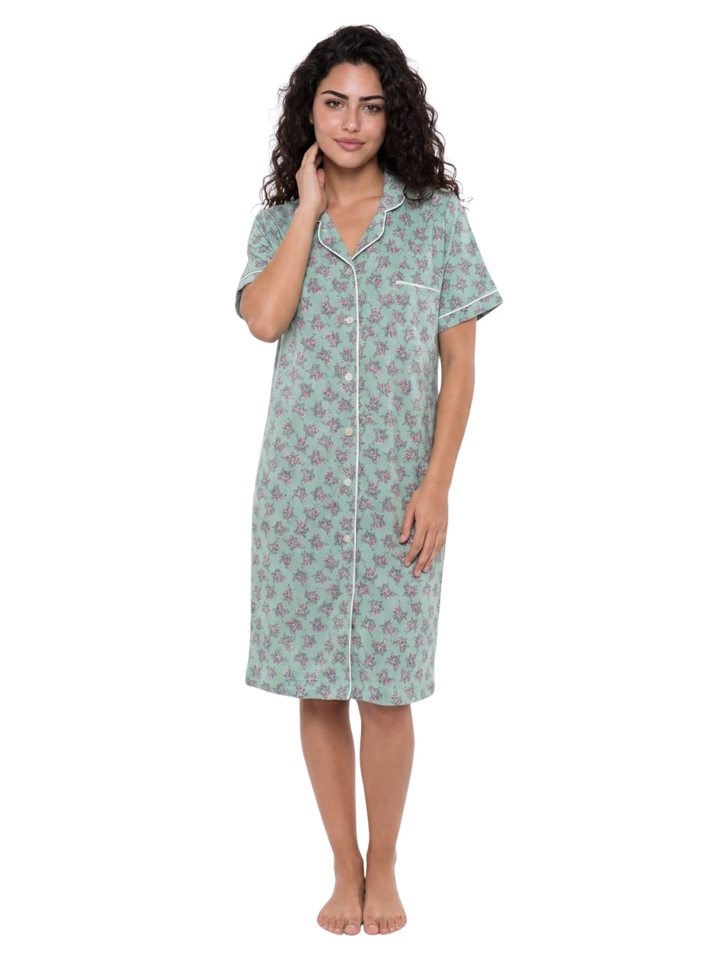 Floral cotton Nightshirt - Mint green
