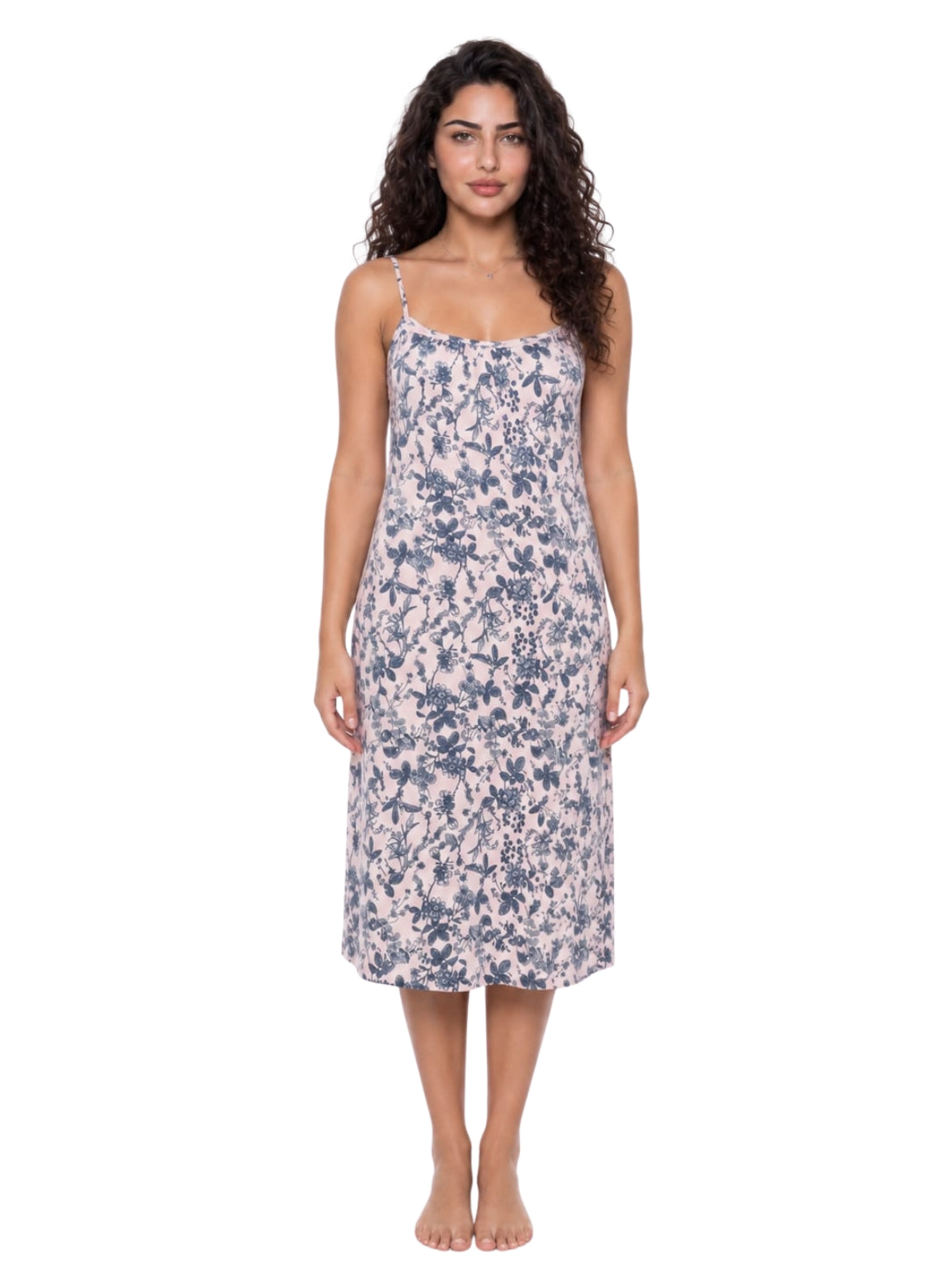 Cotton Strap Nightgown - Pink/Blue Main image