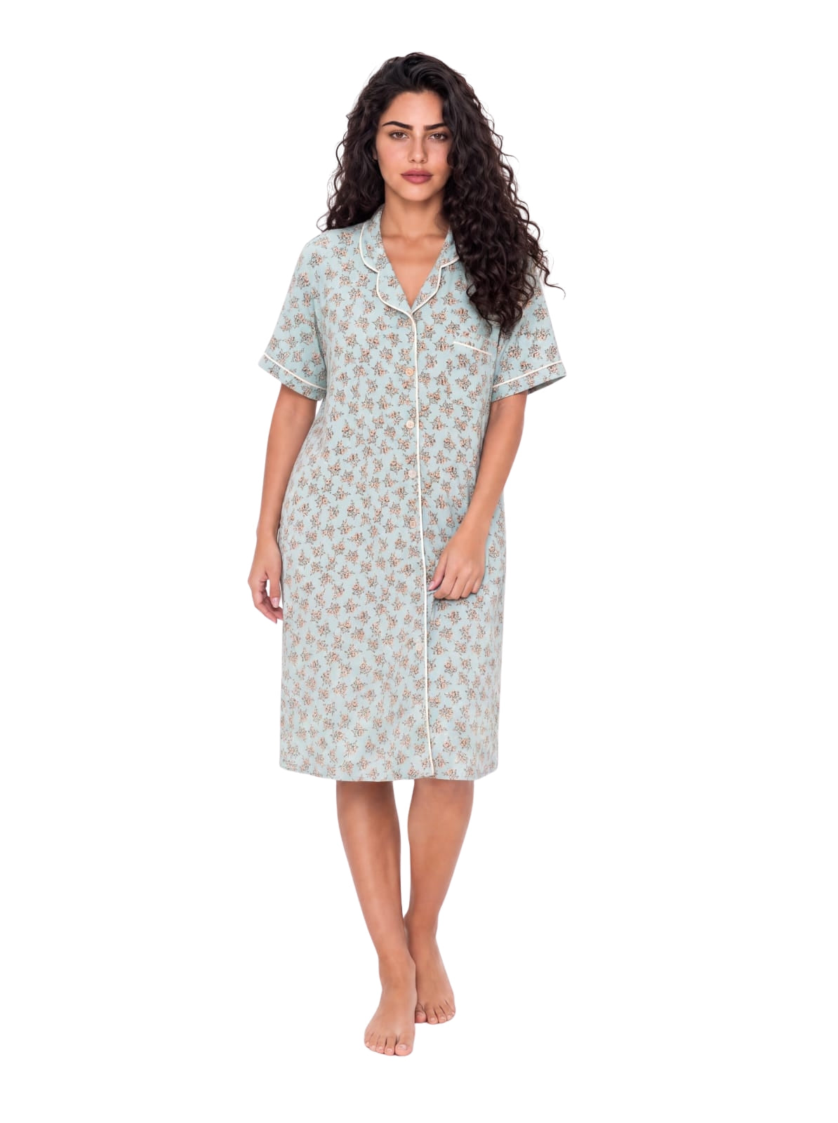 Floral cotton Nightshirt - Baby blue Main image