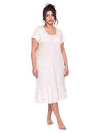 Cotton Nightgown  - White/Pink