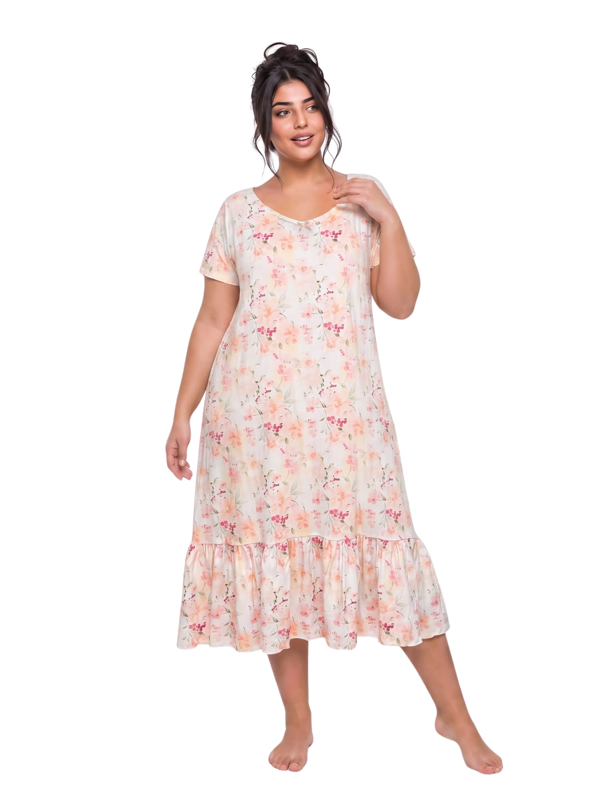 Floral cotton Nightgown - Simon/off-white