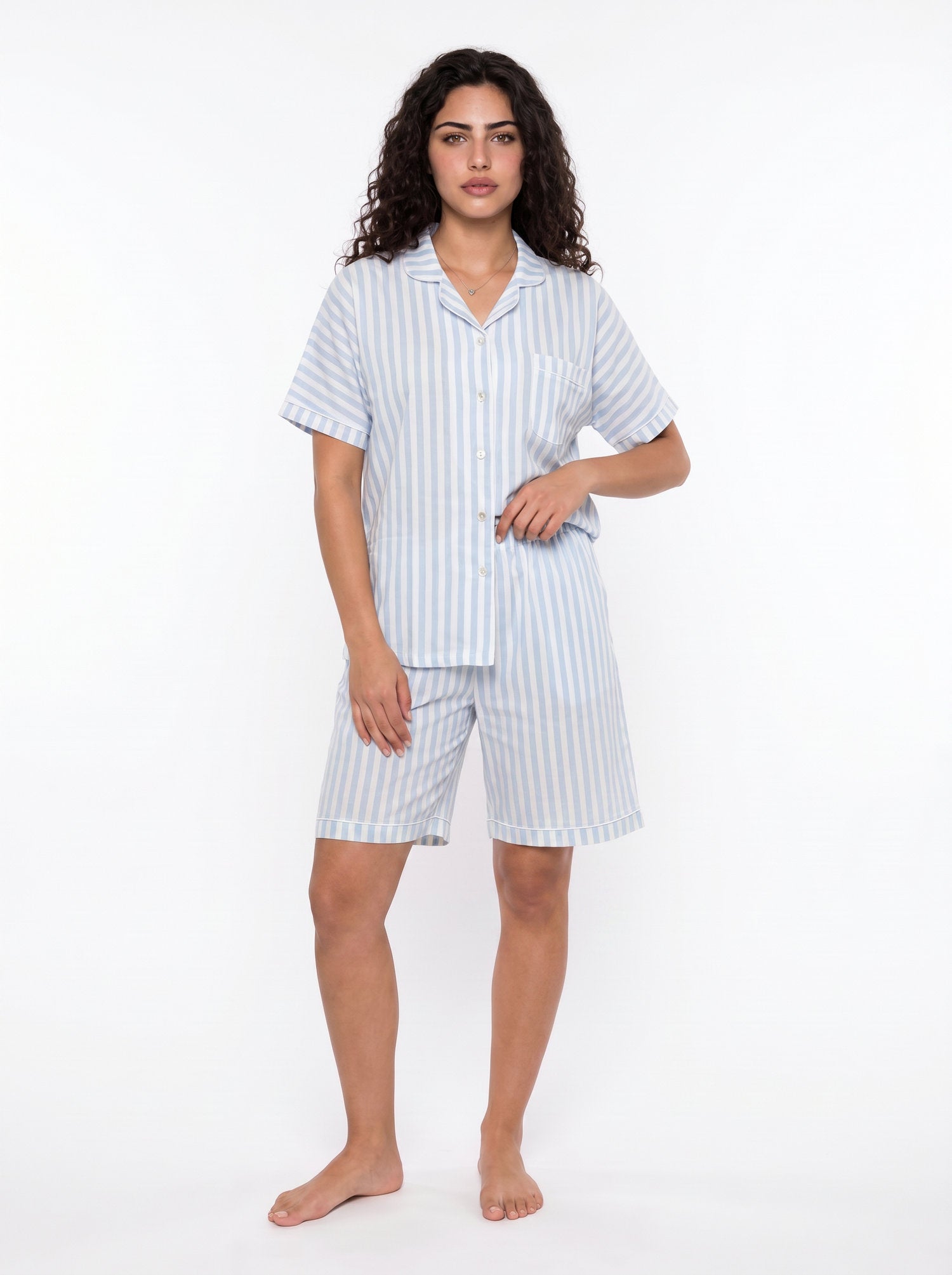 Striped Pajama short - Baby Blue Main image