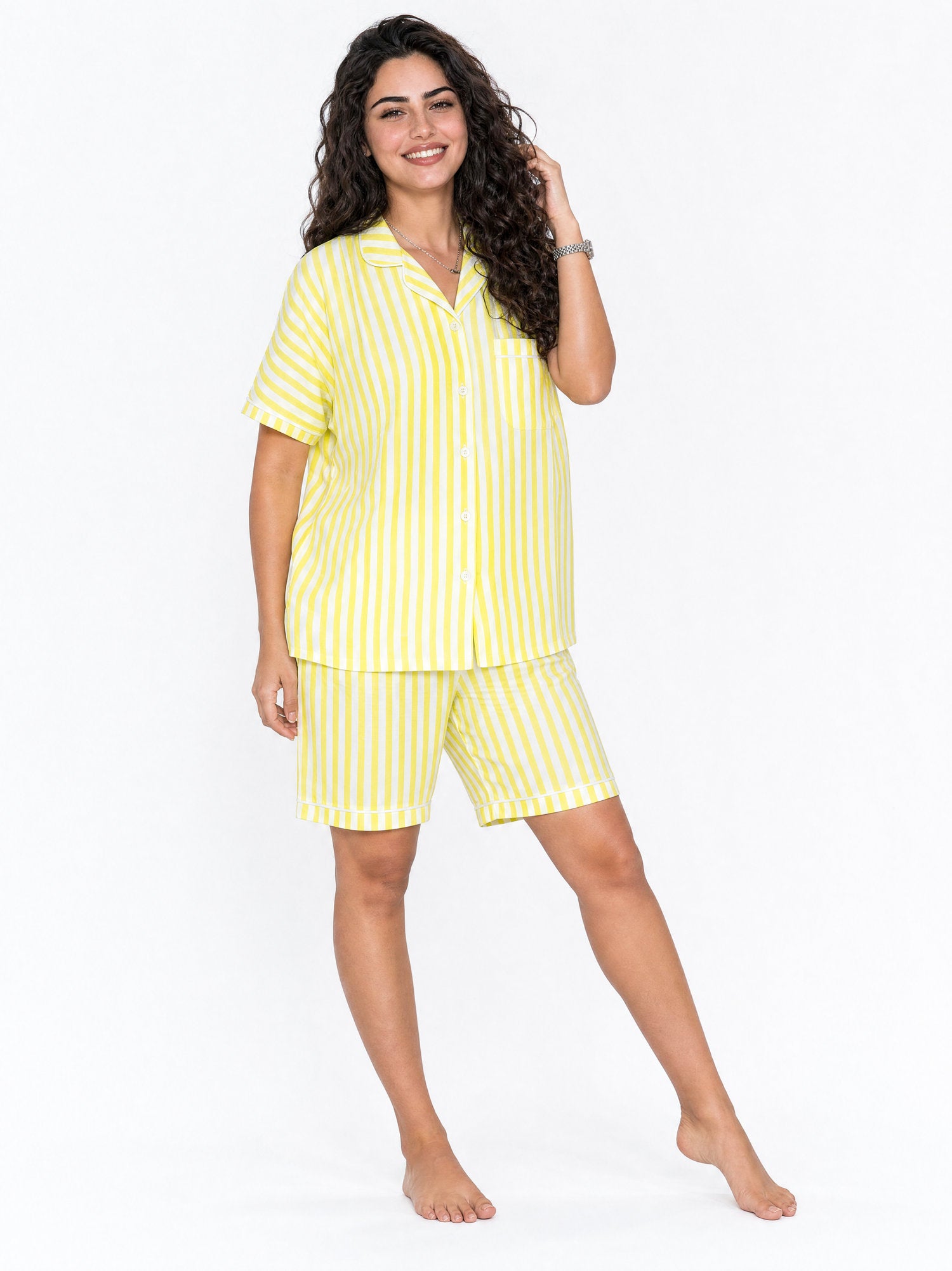 Striped Pajama short - Yellow